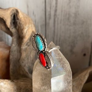 Navajo turqouise and coral ring.